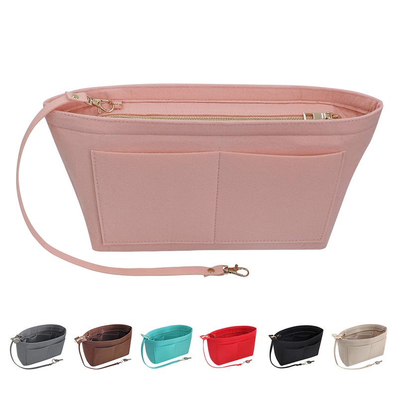 Soyizom Purse Organizer Insert Felt Purse Insert Bag Organizers Multi Pockets Tote Bag in Bag for Women,Pink-XL - Image 1